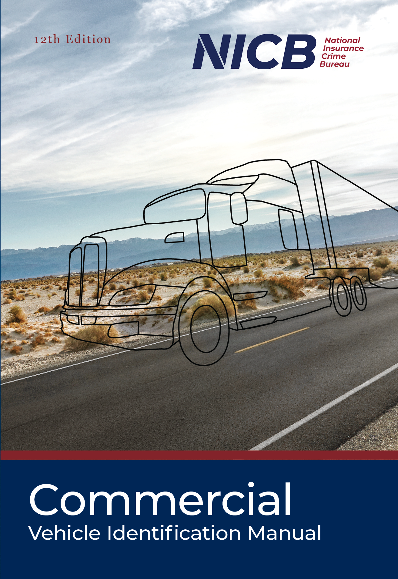 An outline of a truck driving on a road