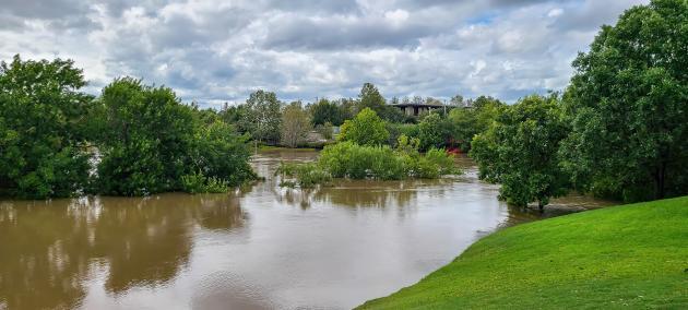 Buffalo Bayou Park in Houston Flooded